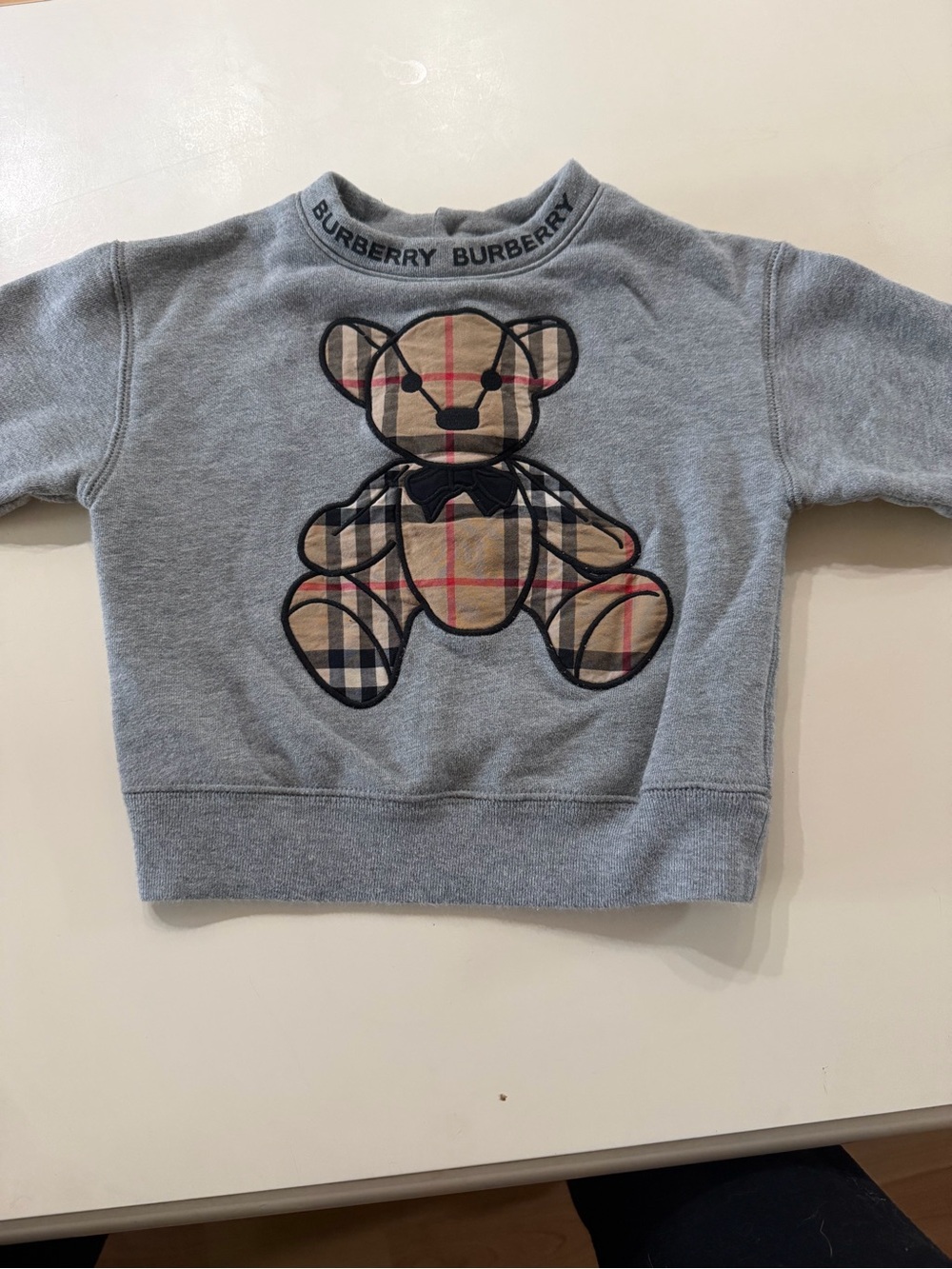 Burberry Grey Kids Sweatshirt with Check Teddy Applique